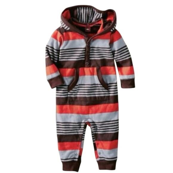Tea collection bund stripe hooded romper - Picture 1 of 7